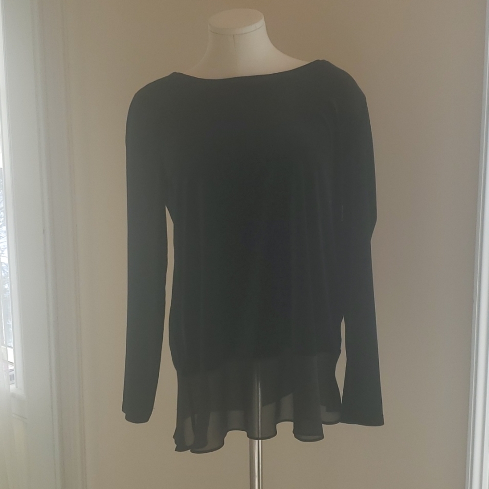 Ellen Tracy velvet top. Excellent condition,  black with black chiffon bottom